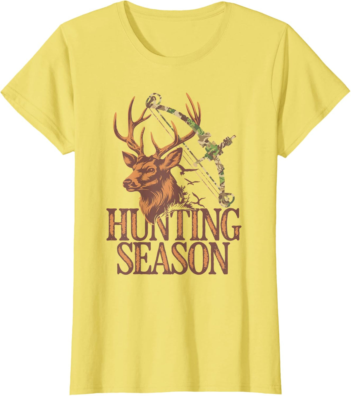 Deer Hunting Bow Hunter Buck Camo Archery T-Shirt - Lemon Yellow