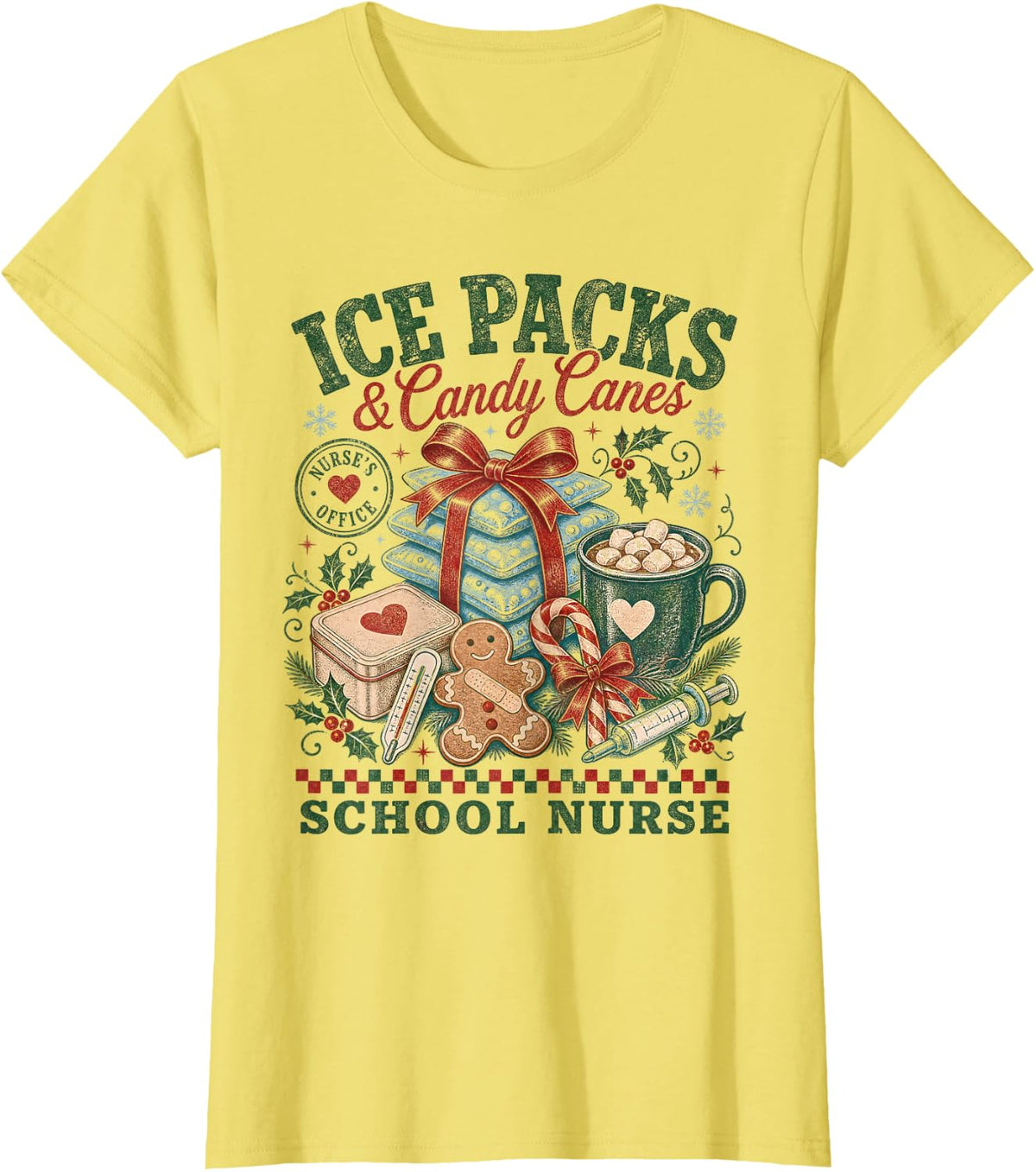 Ice Packs and Candy Canes Funny Xmas T-Shirt - Lemon Yellow