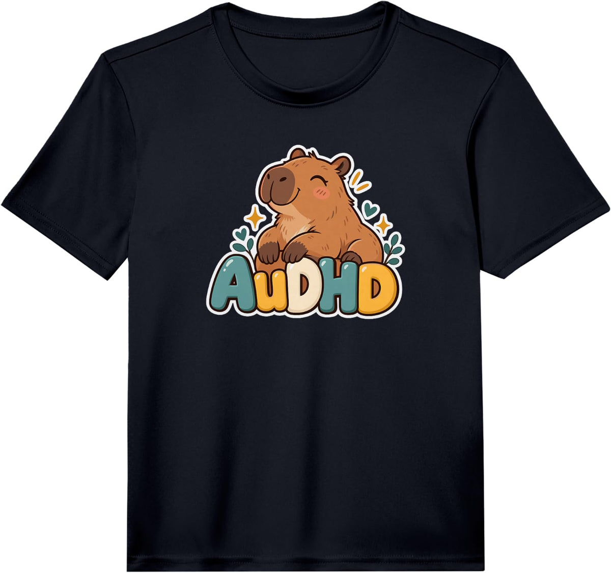 AuDHD Capybara Autism ADHD Neurodivergent Performance T-Shirt - Black