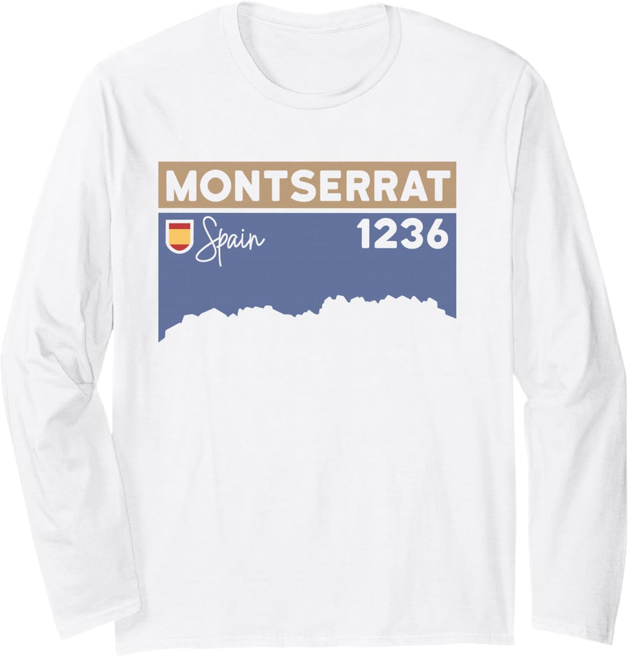 Montserrat Height Hike Monastery Barcelona Spain Hiking Long Sleeve T-Shirt - Adult Unisex White