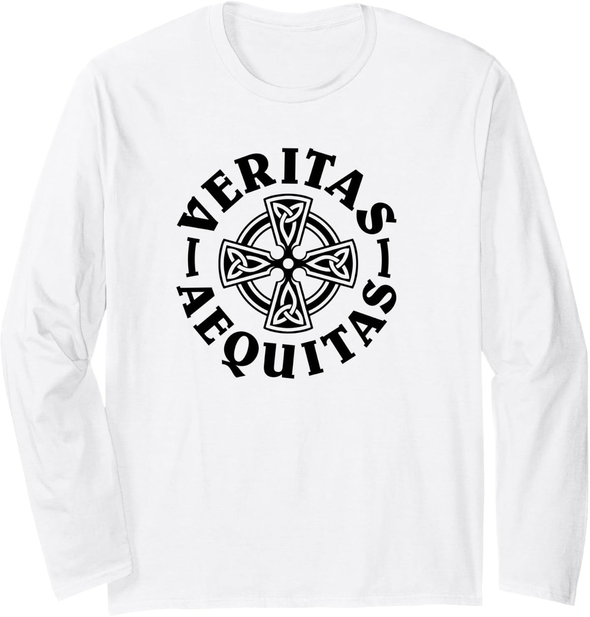 Truth and Justice Celtic Triquetra Cross Long Sleeve T-Shirt - Adult Unisex White