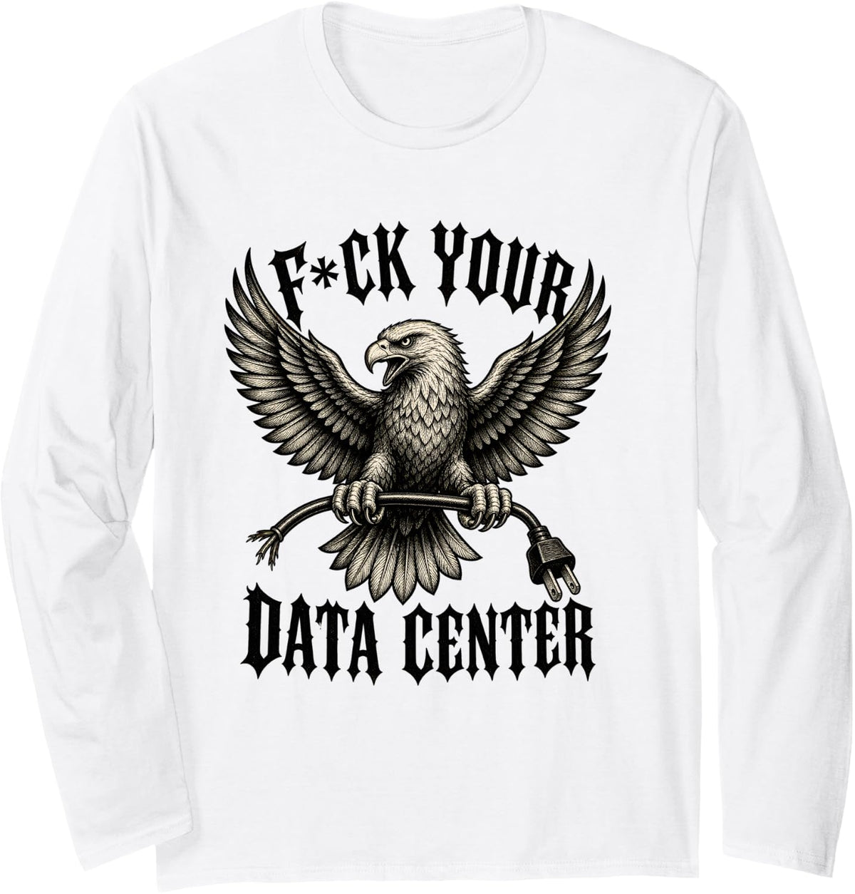 Bald Eagle Electrician Patriotic Long Sleeve T-Shirt - Adult Unisex White