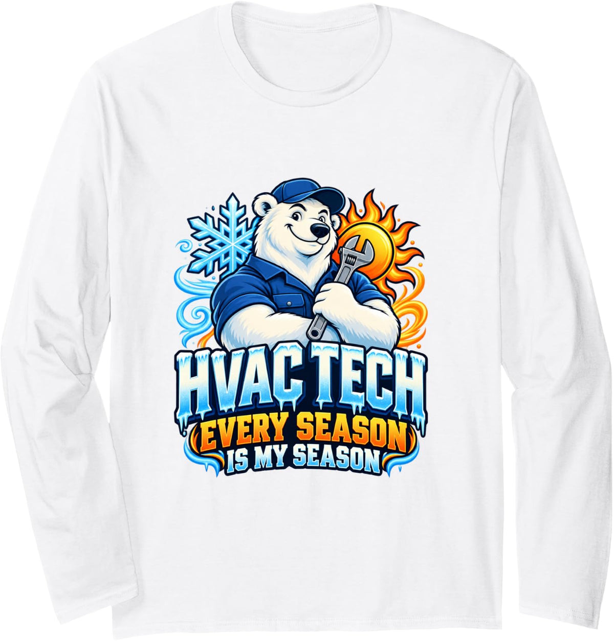 HVAC Technician Gift Heating Cooling Humor Birthday Xmas Long Sleeve T-Shirt - Adult Unisex White