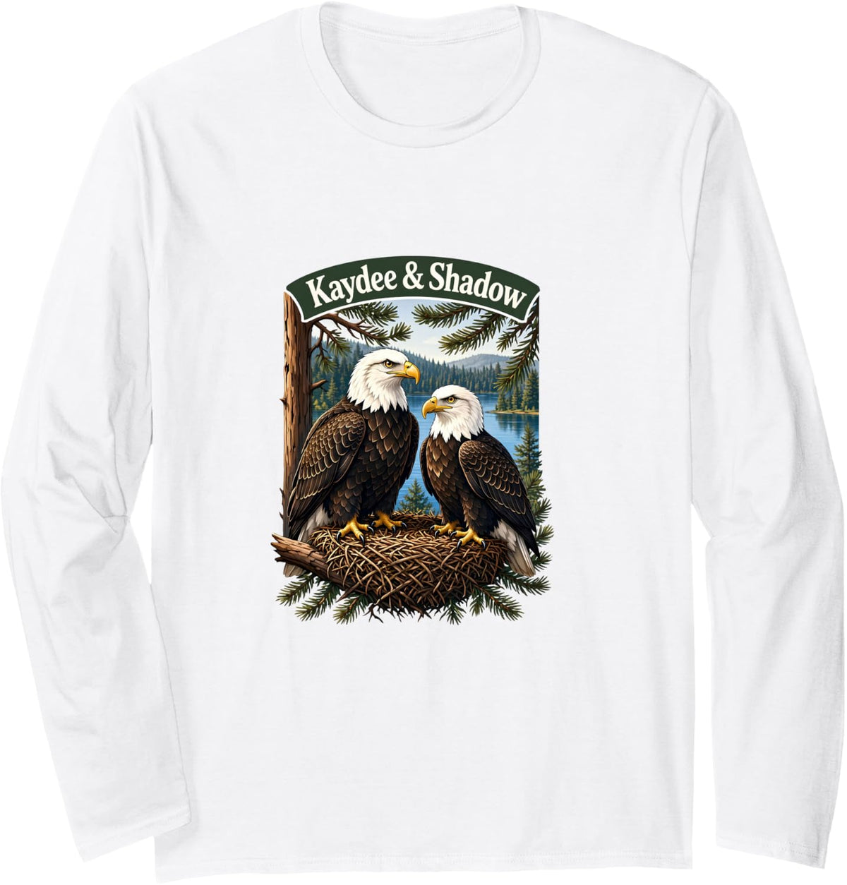 Kaydee and Shadow Bald Eagles Big Bear Wildlife Men Women Long Sleeve T-Shirt - Adult Unisex White