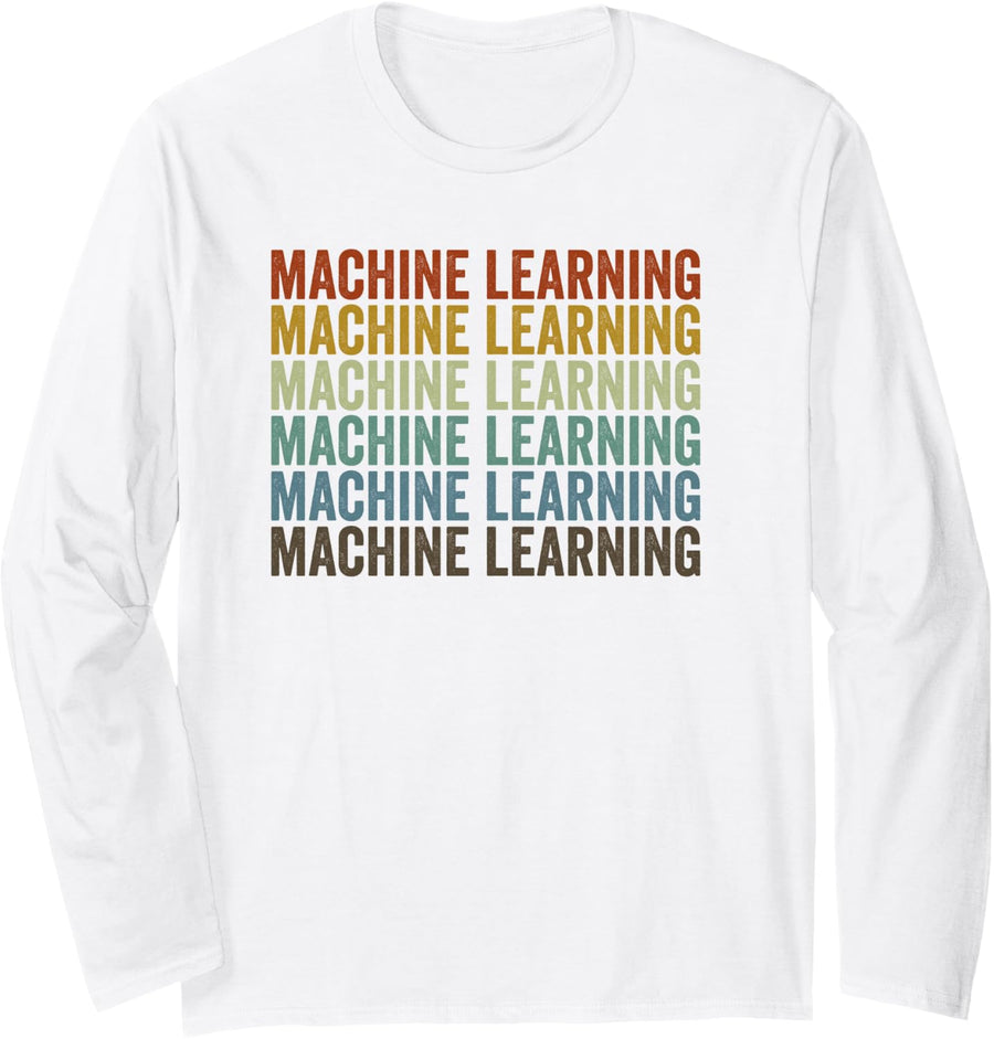 Machine Learning Retro Long Sleeve T-Shirt - Adult Unisex White