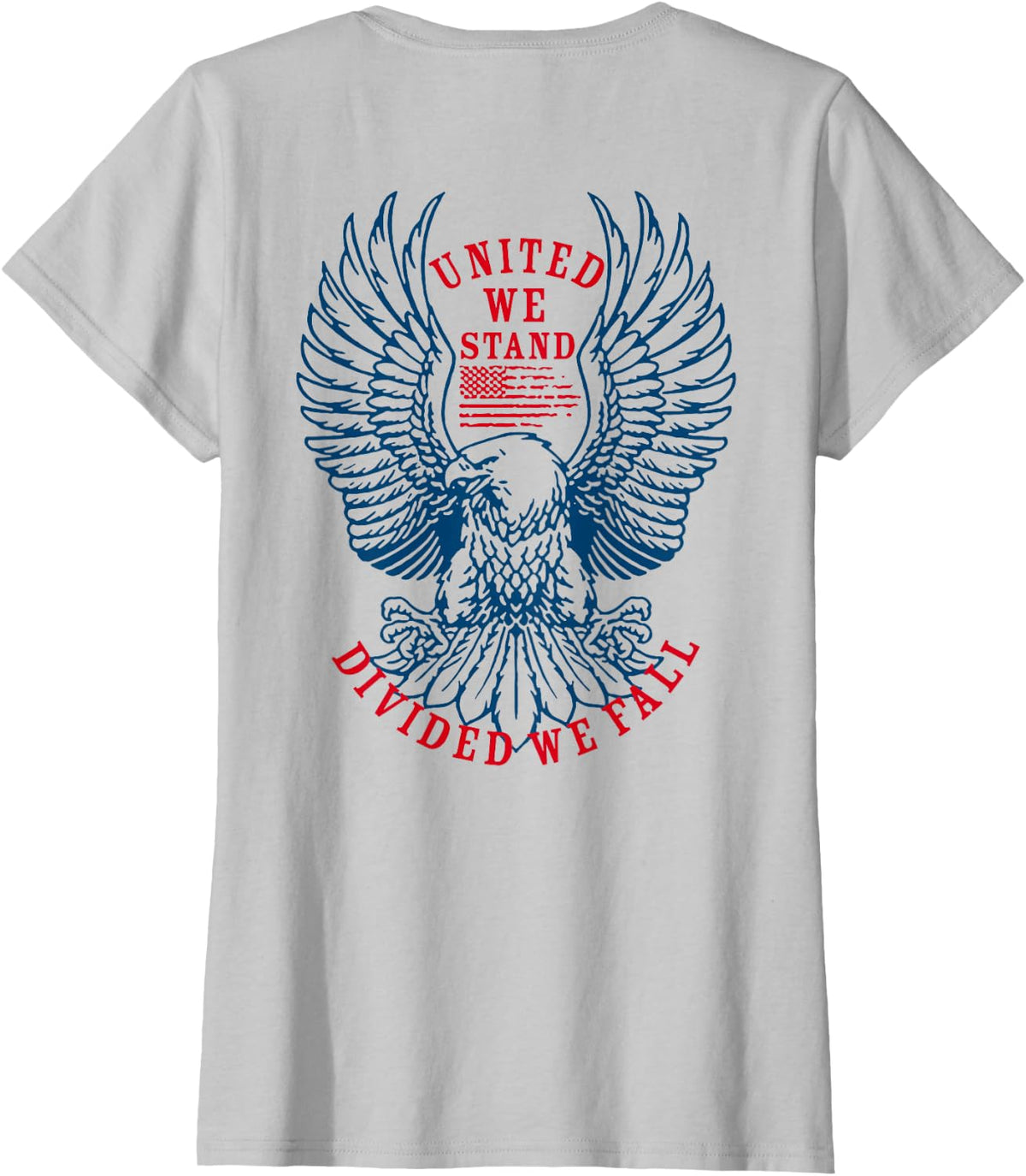 United We Stand Divided We Fall (on back) T-Shirt - Silver Grey