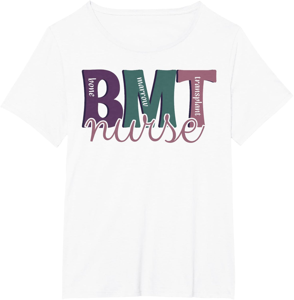 Retro BMT Nurse Bone Marrow Transplant Nurse RN Nursing T-Shirt - White