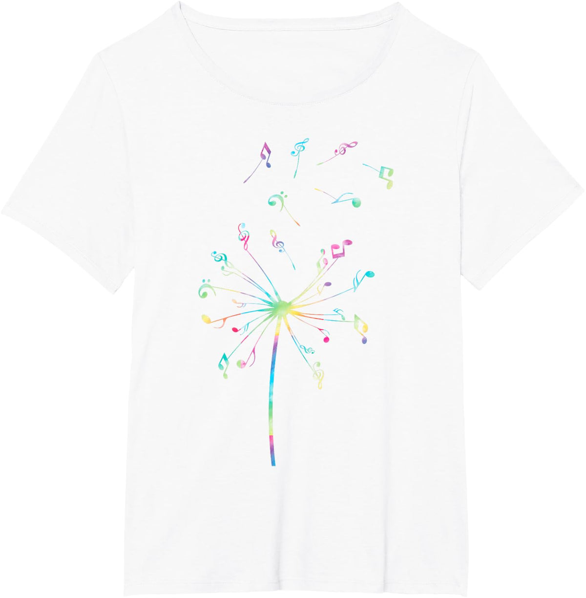Music Notes Dandelion Flower For Men Women funny music lover T-Shirt - White