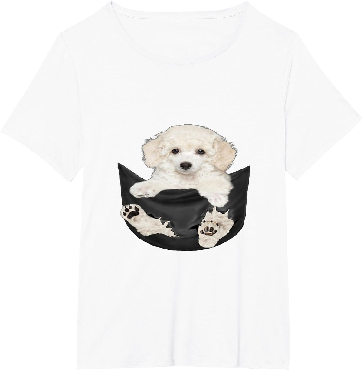 Dog Lovers Gifts White Poodle In Pocket Funny Dog Face T-Shirt - White
