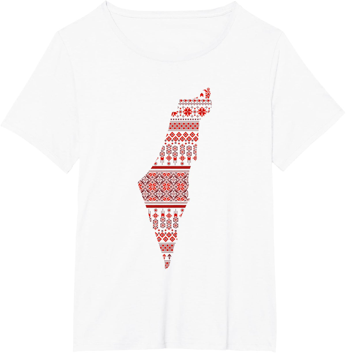 Palestine Palestinian Cross Stitch Map T-Shirt - White