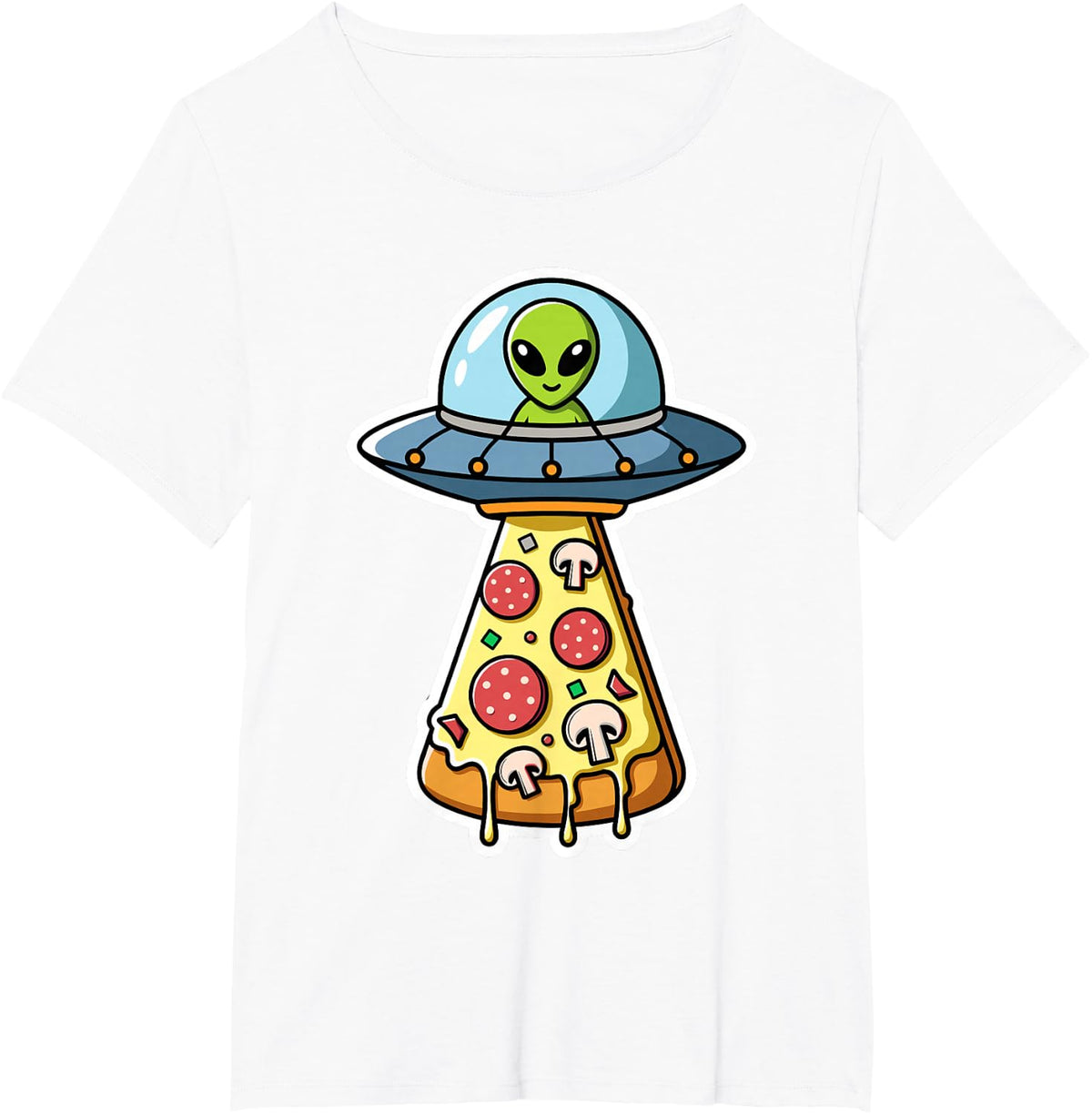 UFO Alien Pizza Abduction Extraterrestrial Kids Cosmic Space T-Shirt - White