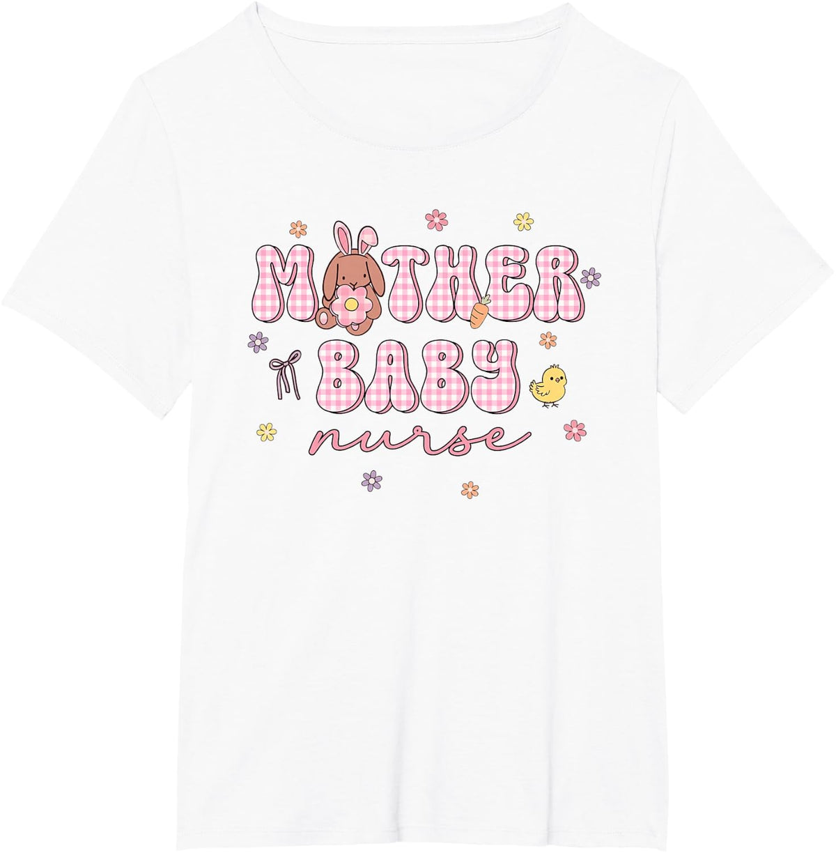 Mother Baby Nurse Easter Day MBU Easter Bunny Eggs Spring T-Shirt - White