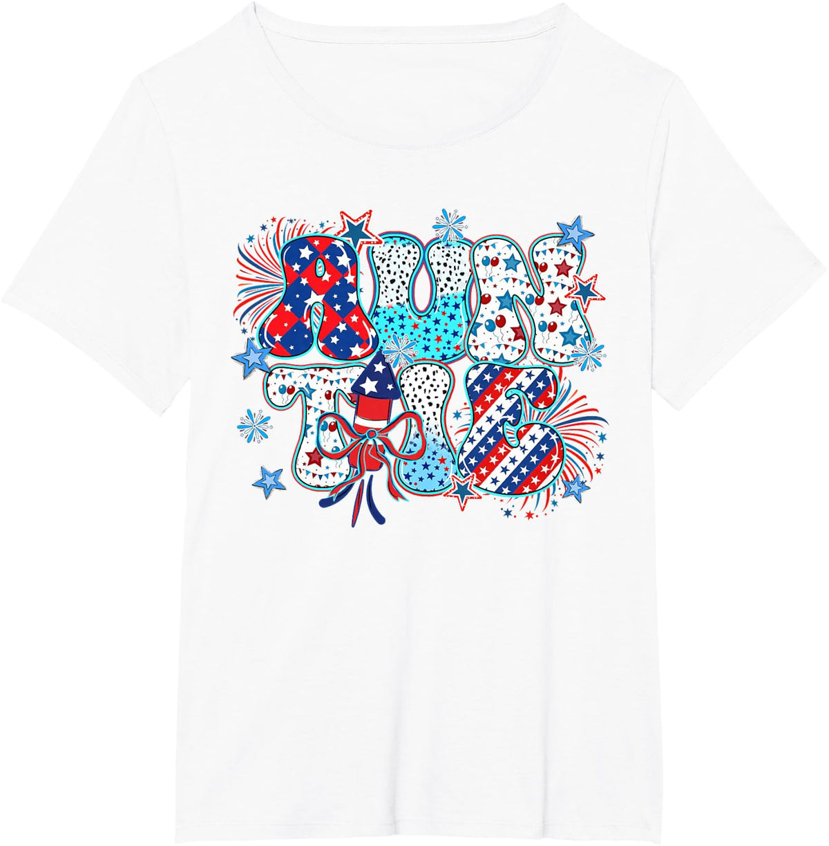 Auntie USA Patriotic 4th of july American Family Matching T-Shirt - White