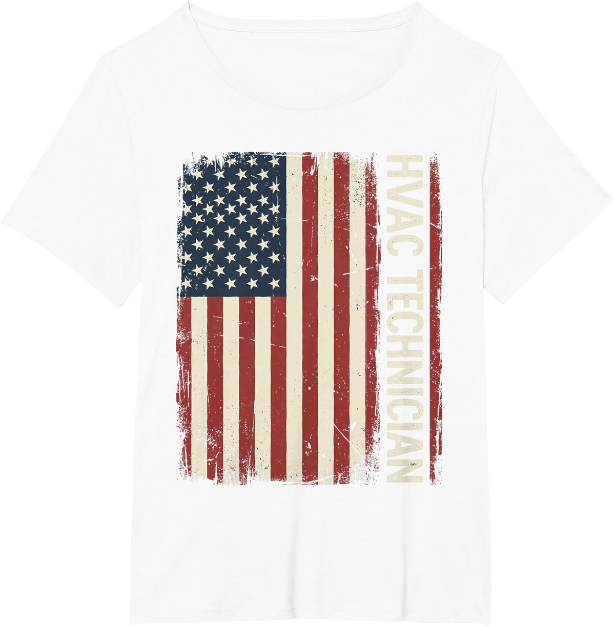 US American Flag HVAC Technician Tech Installer Tee T-Shirt - White