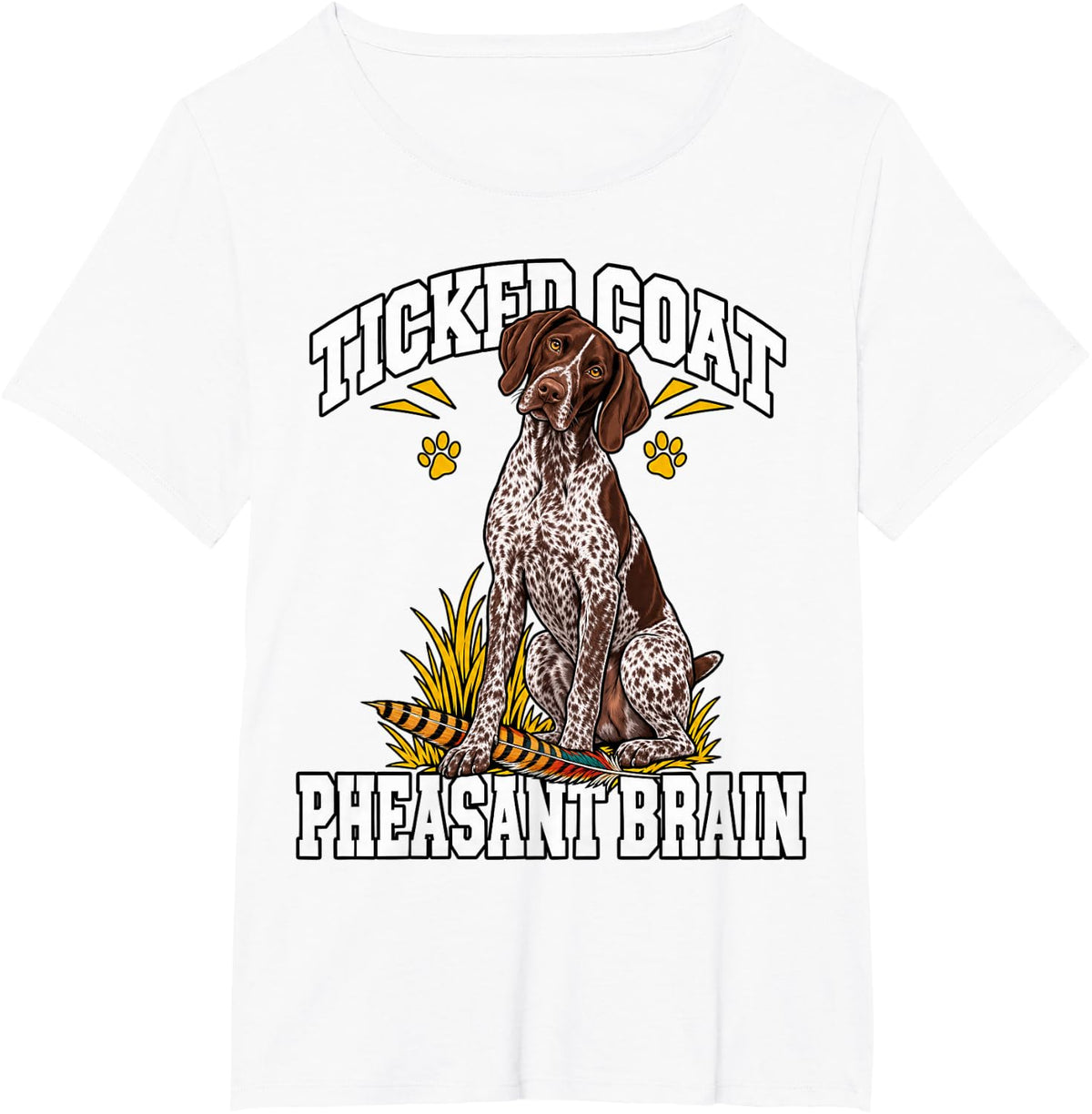 German Shorthaired Pointer Ticked Coat Pheasant Brain Fan T-Shirt - White