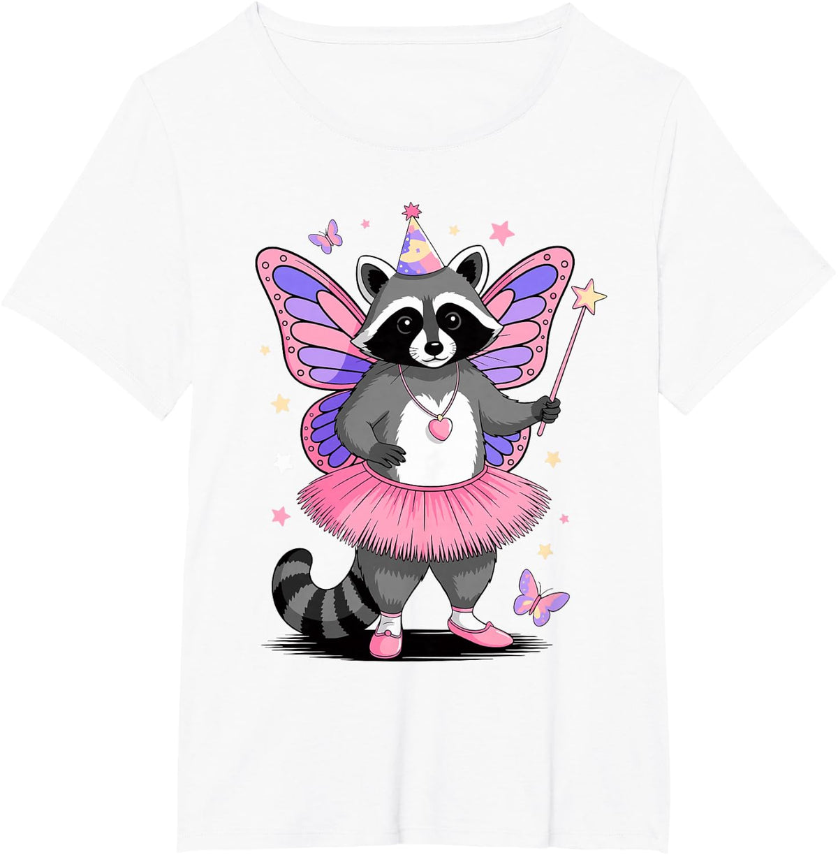 Raccoon Fairy Ballerina Trash Panda Raccoons T-Shirt - White