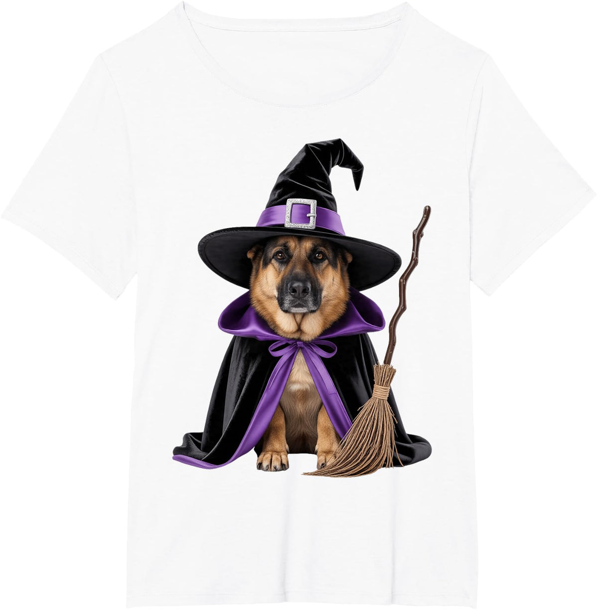 German Shepherd Witch Halloween T-Shirt - White