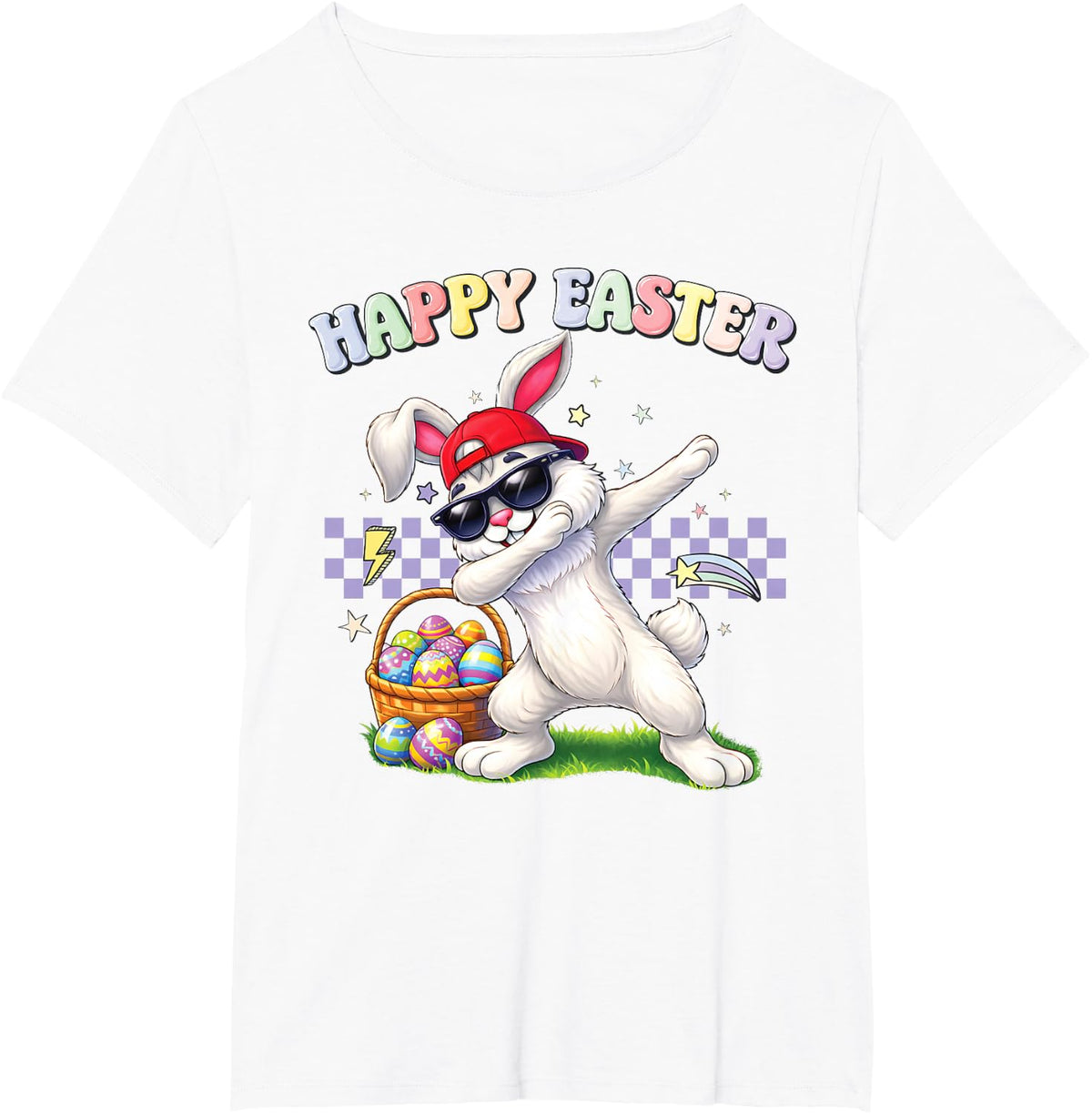 Dabbing Easter Bunny Rabbit Dab Dance Eggs Kids Boys Girls T-Shirt - White