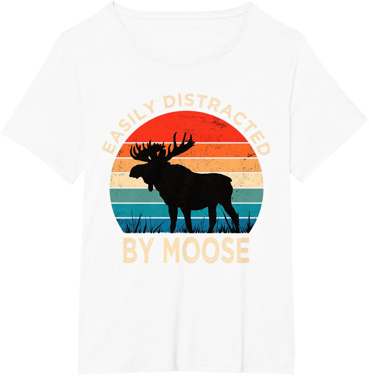 Slightly Distracted by Moose Vintage Funny Moose T-Shirt - White
