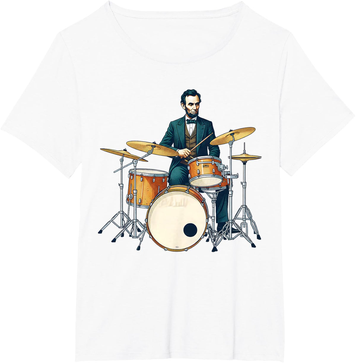 Abraham Lincoln Playing The Drum Set T-Shirt - White