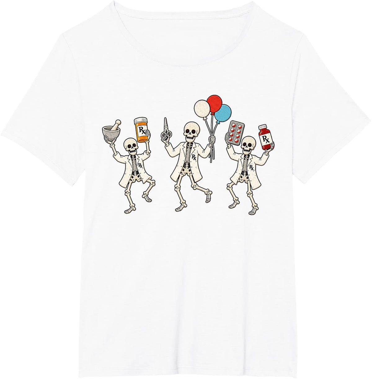 Pharmacist Halloween Funny Skeleton Pharmacy Technician T-Shirt - White