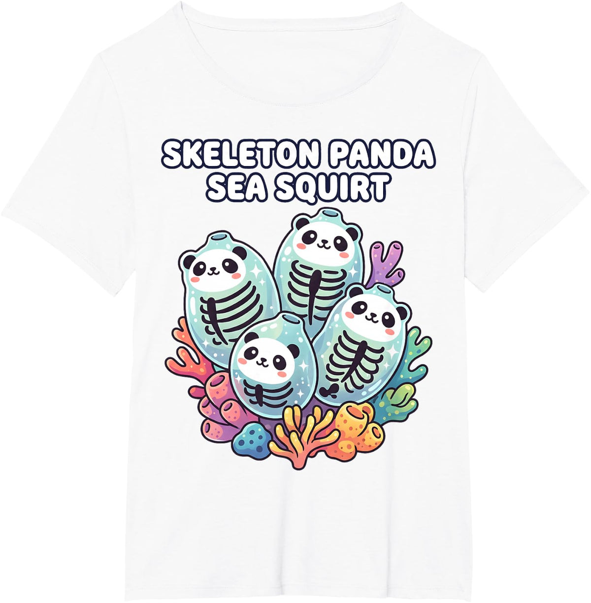 Skeleton Panda Sea Squirt Funny Marine Biology T-Shirt - White