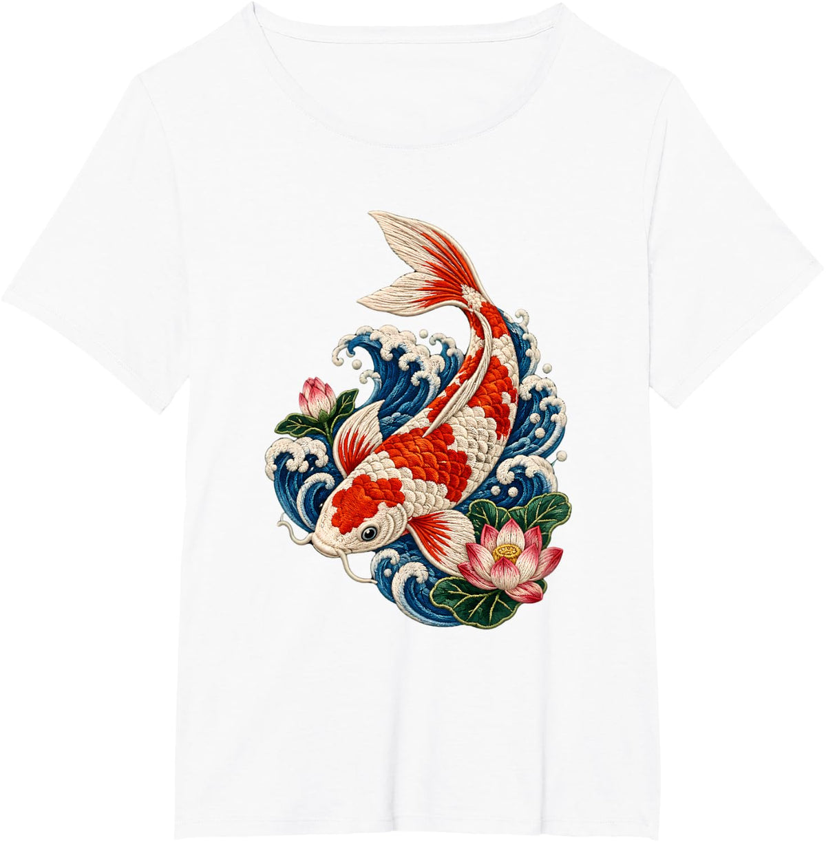 Koi Fish Ornamental Carp Aquatic Art Illustration T-Shirt - White
