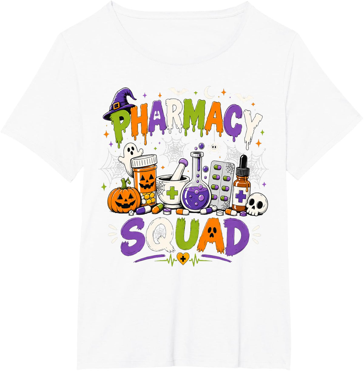 Pharmacy Squad Spooky Halloween Pharmacist Costume T-Shirt - White