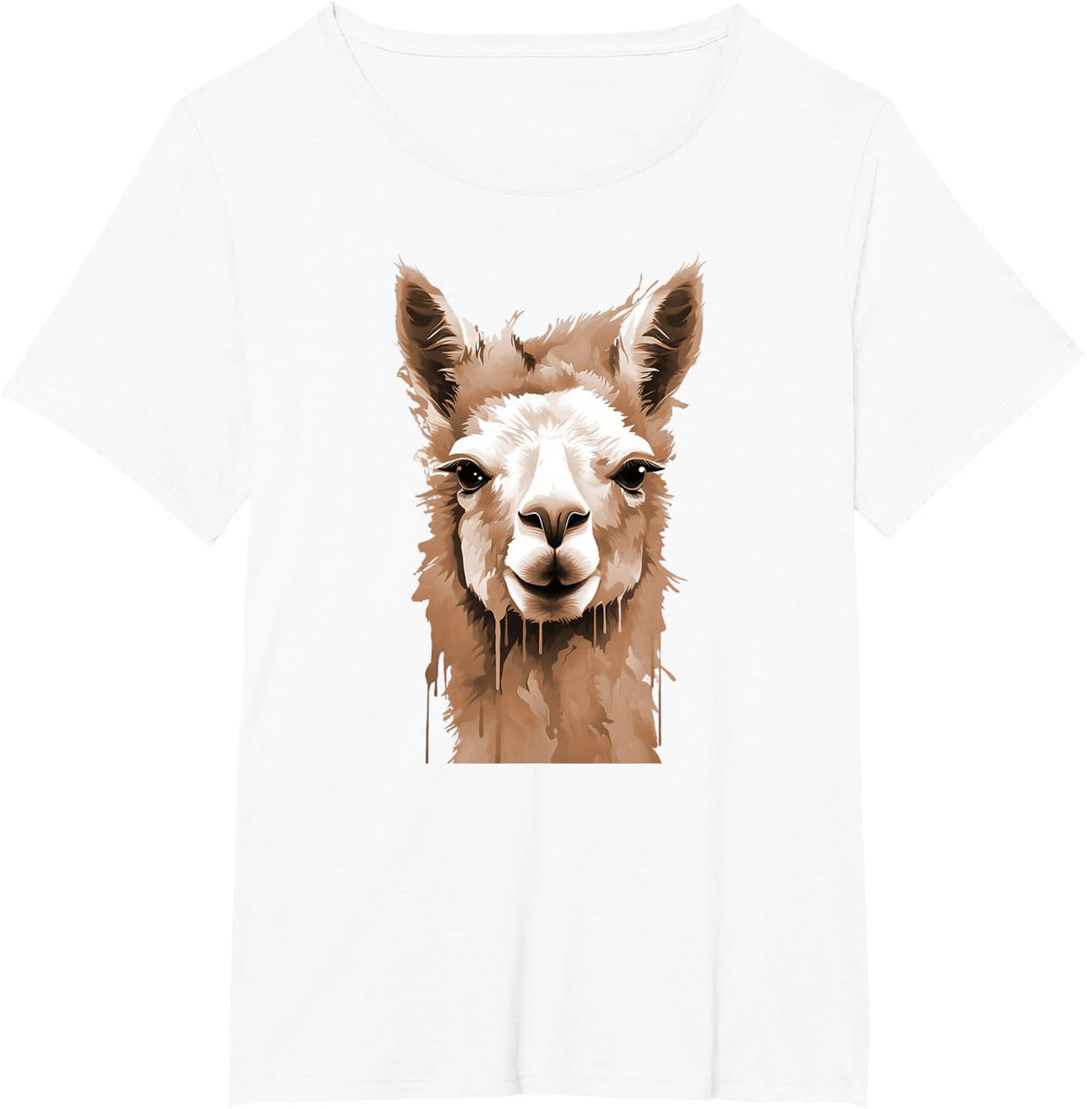 A Cute Llama Face in Watercolour Alpaca T-Shirt - White