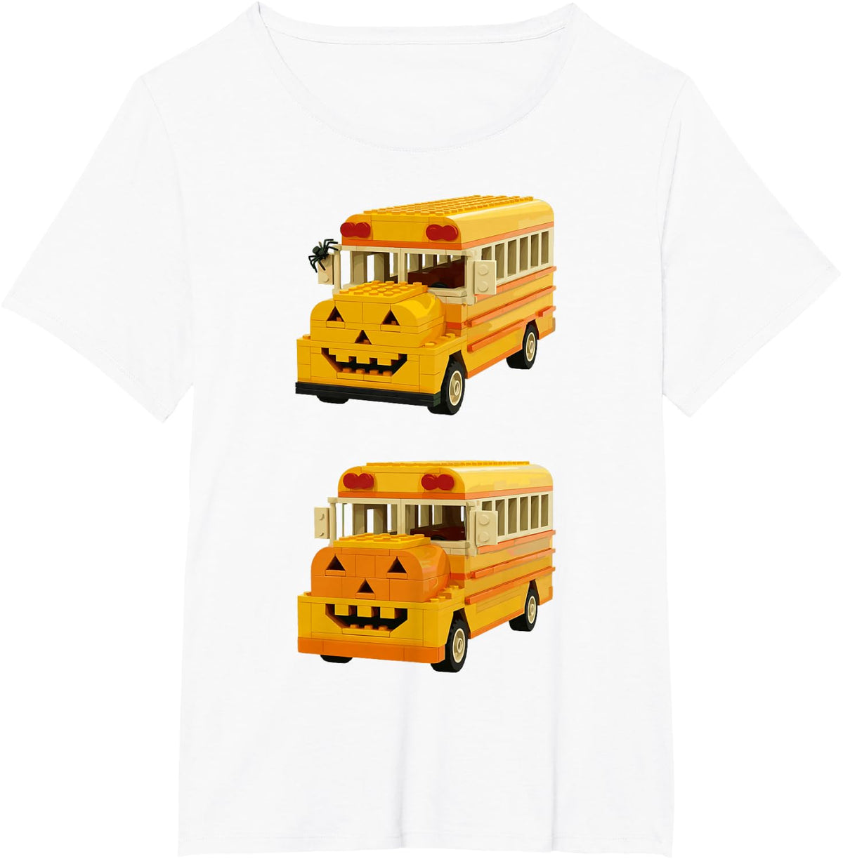 Halloween School Bus Funny Pumpkin Jack O Lantern Driver T-Shirt - White