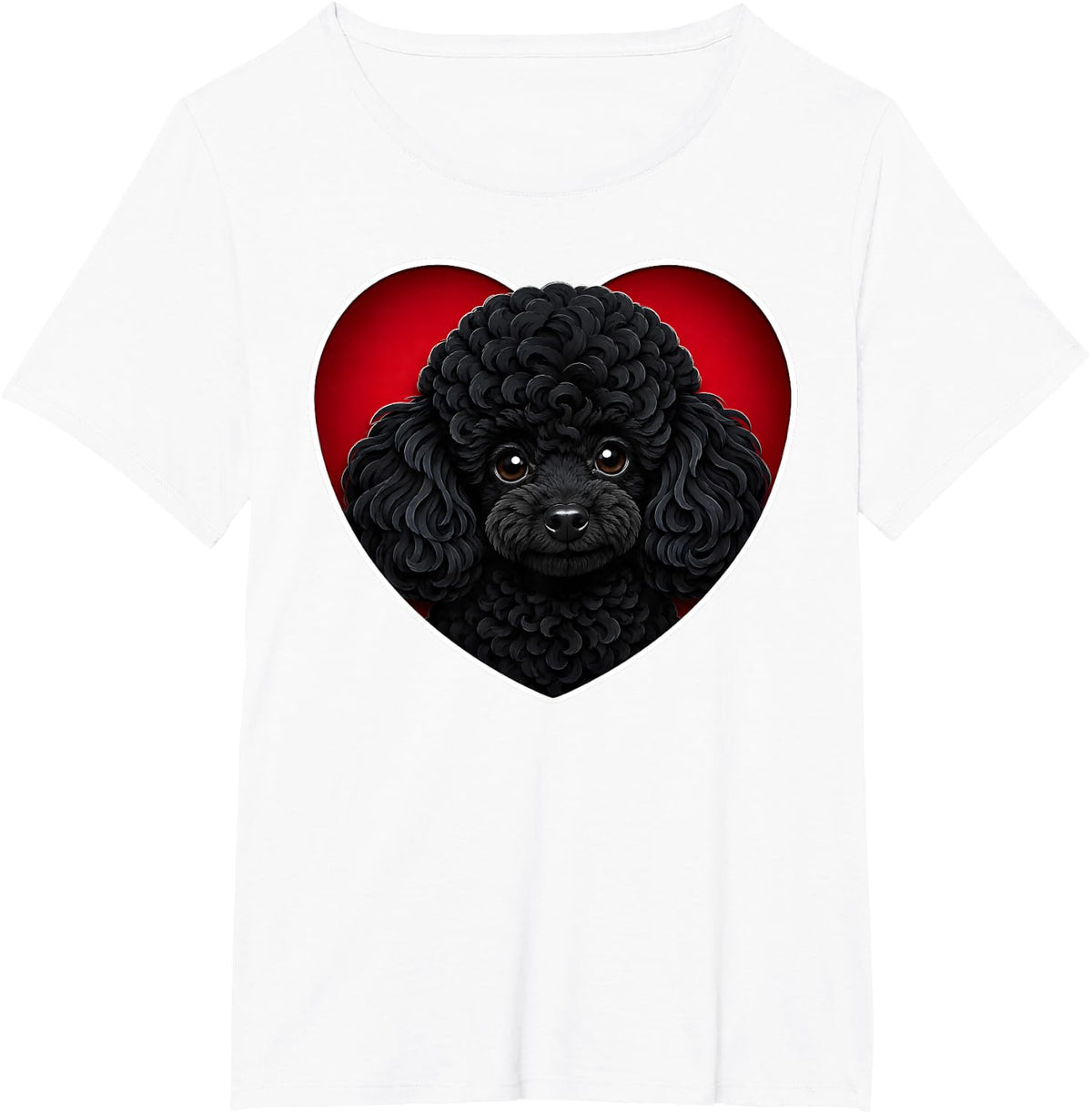 Black Toy Poodle Heart T-Shirt - White