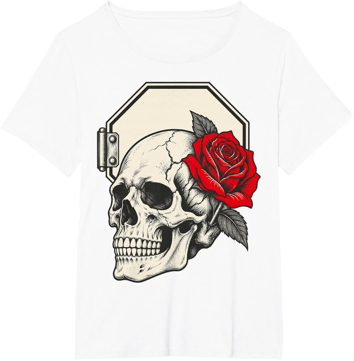 Skull Rose Funny School Bus Driver Gothic Dark Humor T-Shirt - White