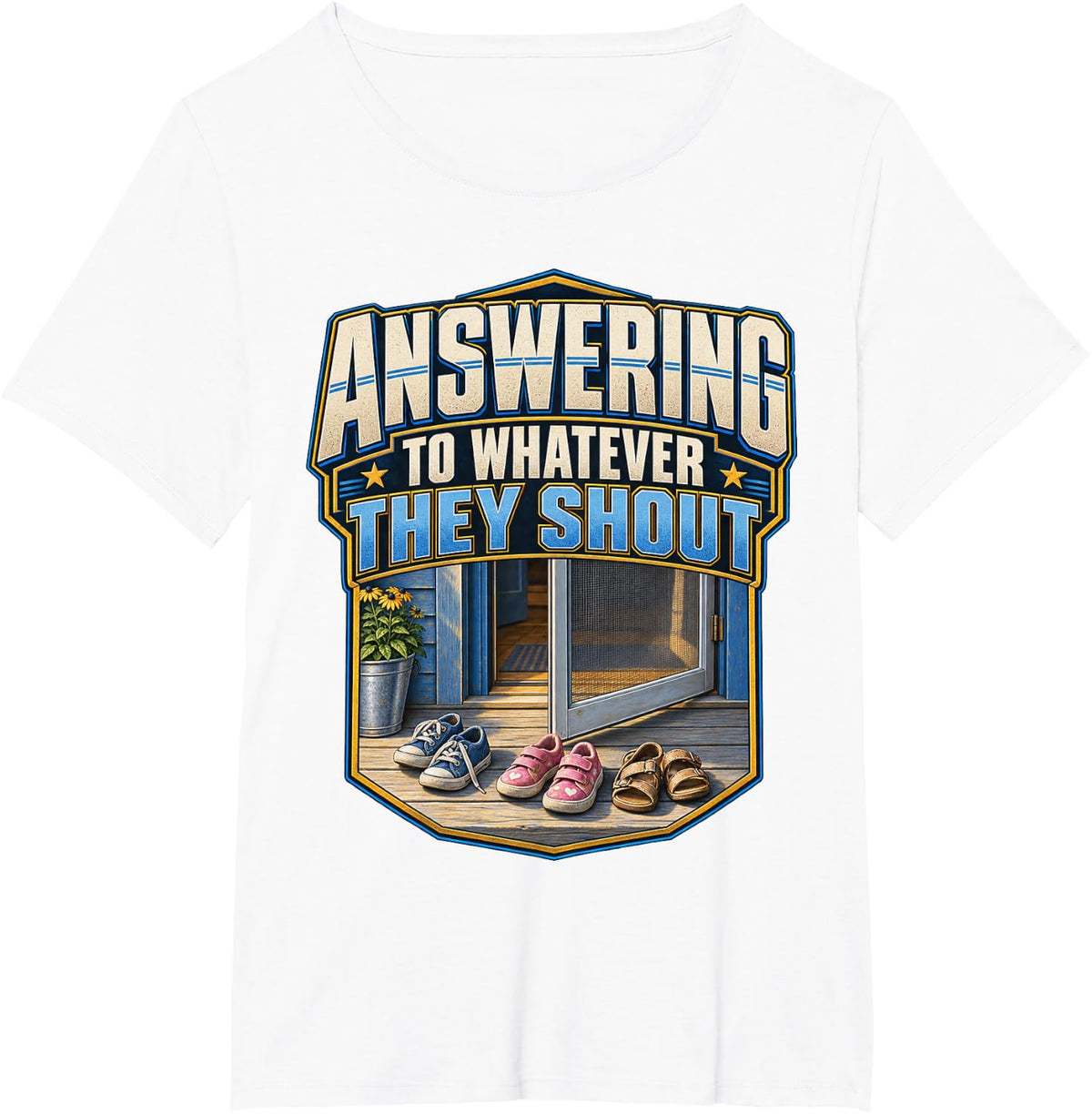 Answering to Whatever They Shout Grandpa Graphic Gift T-Shirt - White