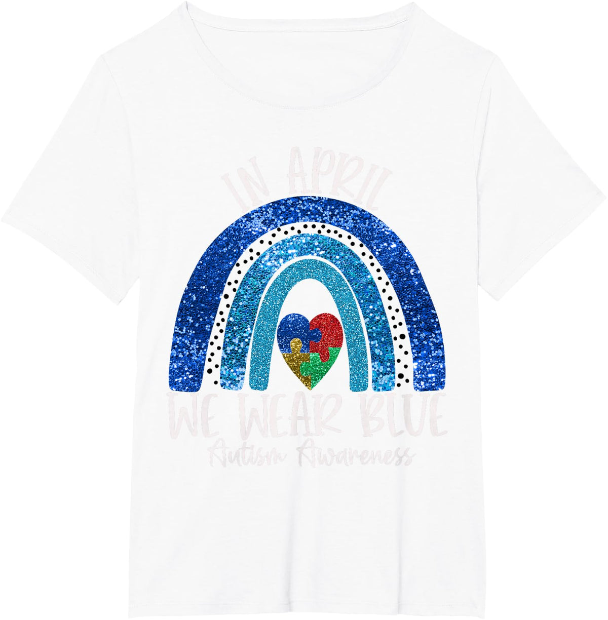 Autism Support Blue Puzzle Illustration Neurodiversity T-Shirt - White