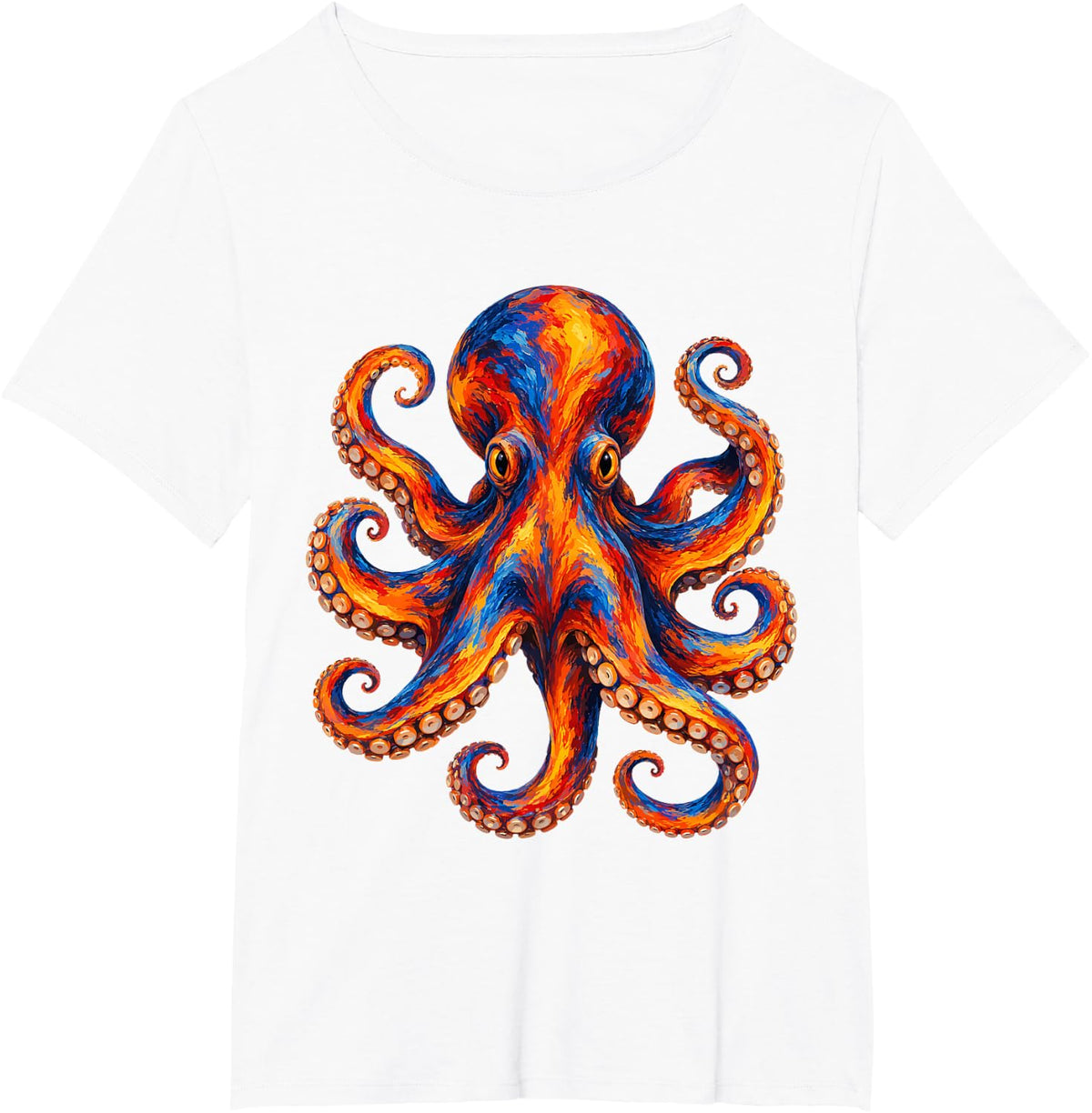 Colorful Brush Stroke Art - Octopus T-Shirt - White
