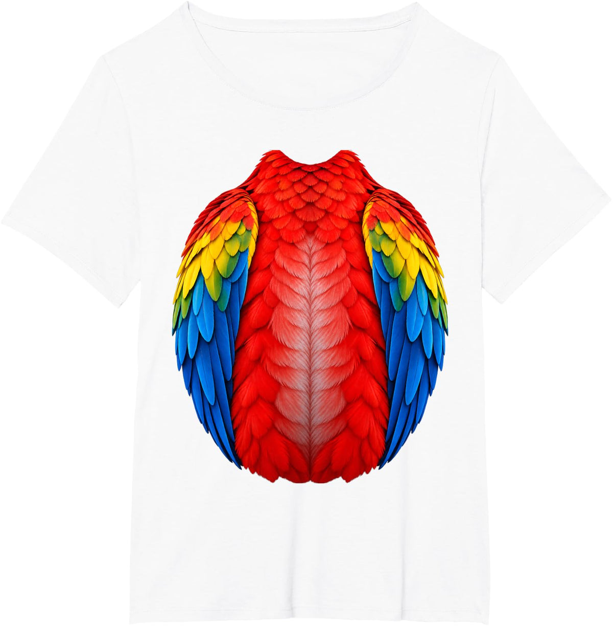 Parrot Belly Tummy Costume Realistic Feathered Bird Body T-Shirt - White