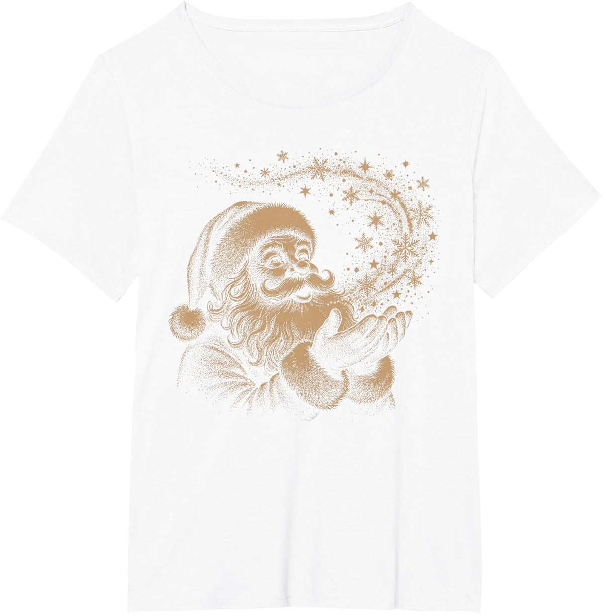 Retro Vintage 90s Wishing Santa Sketch Graphic Christmas T-Shirt - White