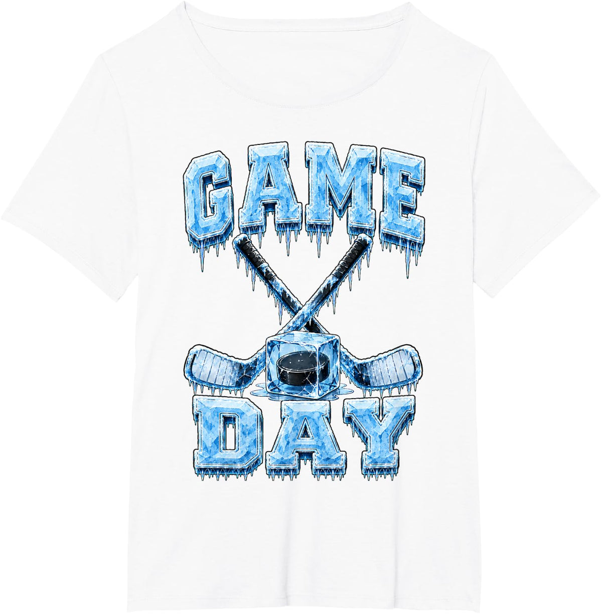 Hockey Player and Fan Game Day Graphic T-Shirt - White
