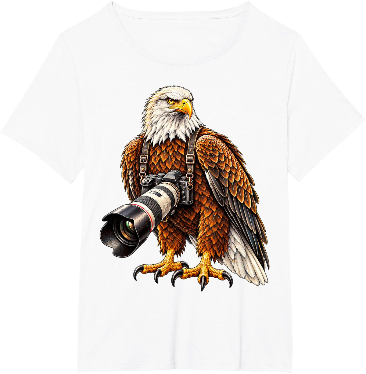 Bald Eagle Photographer Wildlife Camera Telephoto Bird Photo T-Shirt - White
