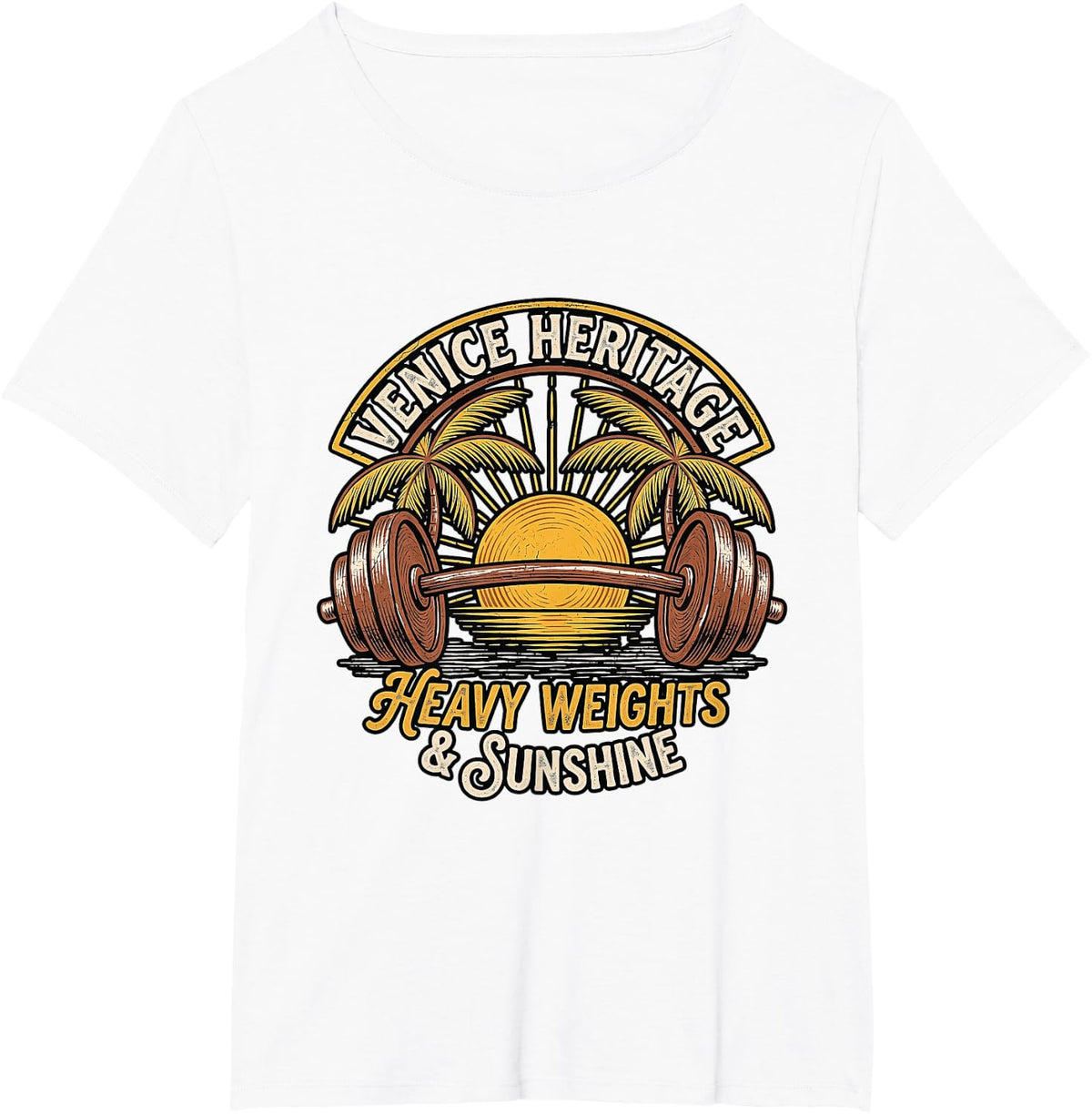 1970s Muscle Beach Emblem T-Shirt - White