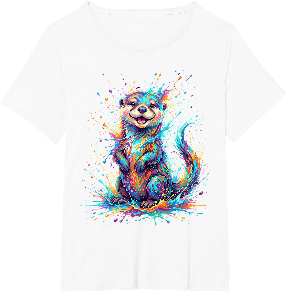 Otter Splash Art T-Shirt - White