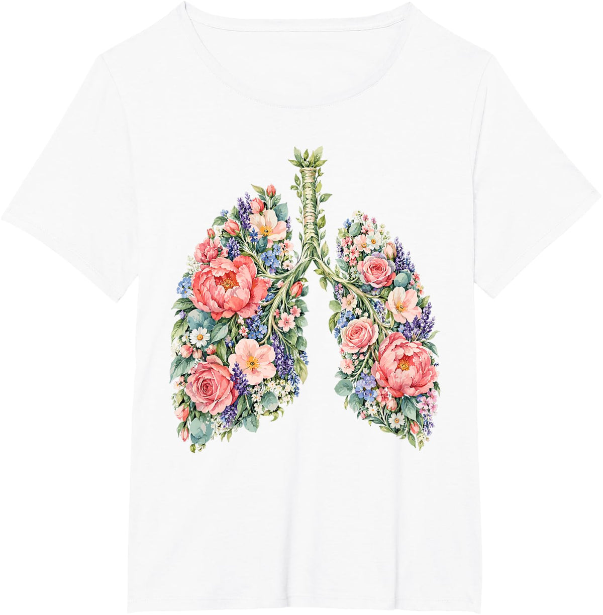 Watercolor Floral Lungs - Respiratory Therapist T-Shirt - White