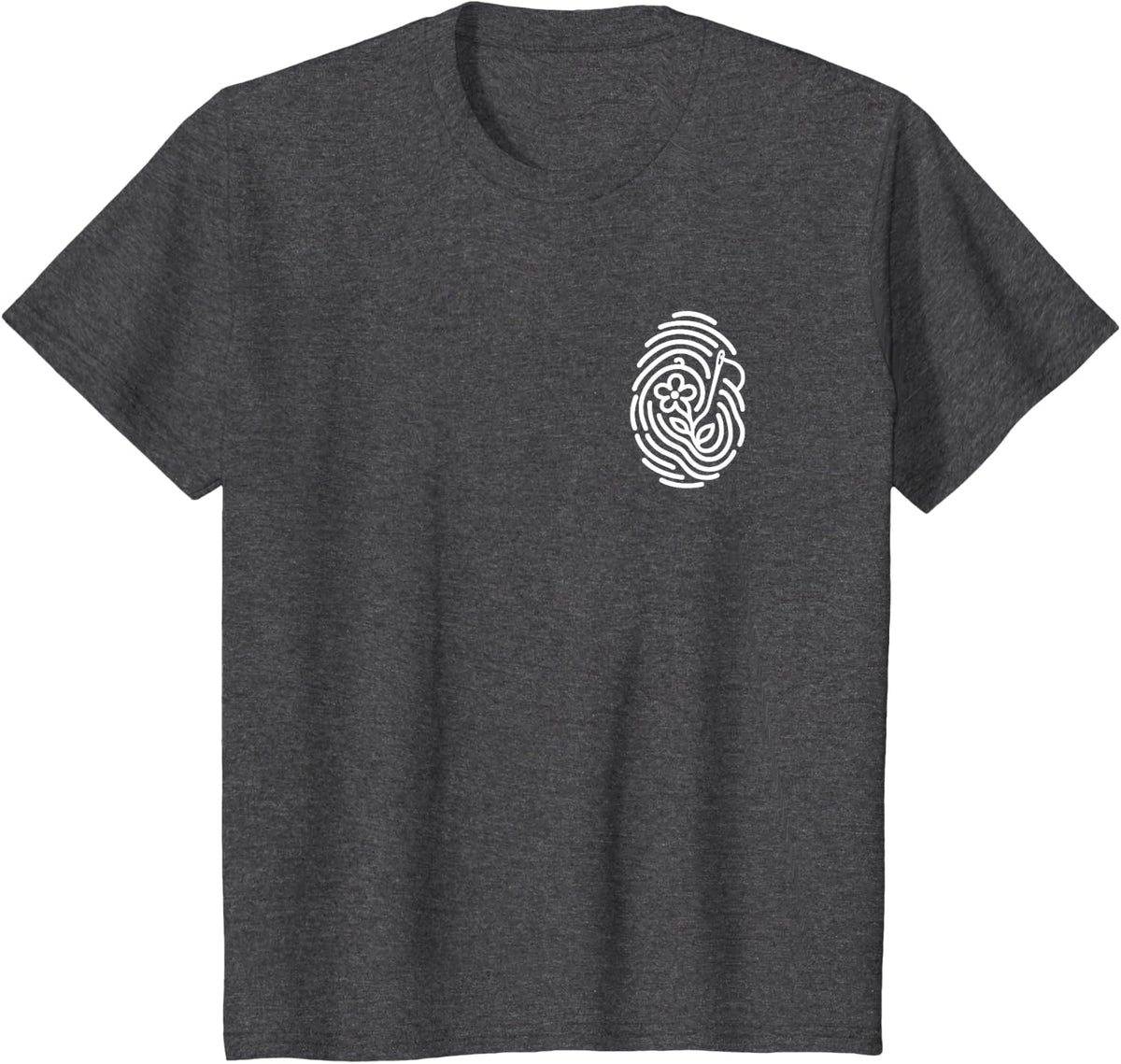 Embroidery Fingerprint Minimalist Subtle Needlework Hobby T-Shirt - Dark Heather Grey
