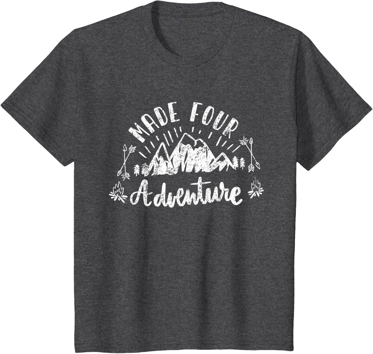 Made four adventure 4th birthday camping T-Shirt - Dark Heather Grey