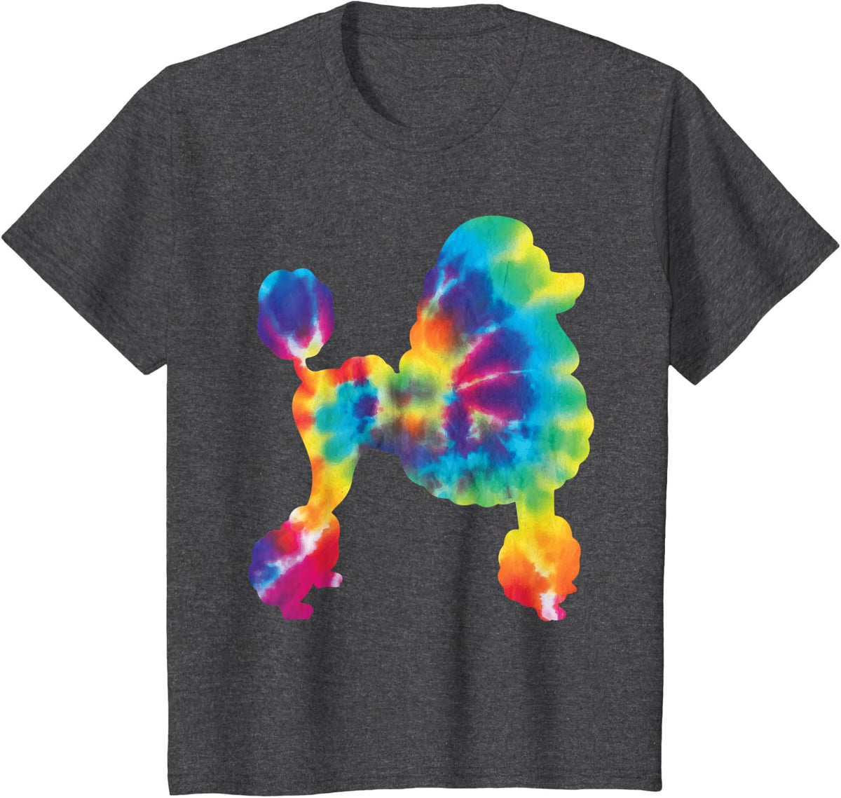 Tie Dye Poodle - Canine Dog Lover Pet Trainer Breeder T-Shirt for Men Women Kids - Dark Heather Grey