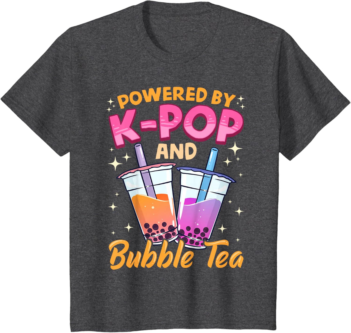 Bubble Tea Boba K-POP Music Lover Korean Milk Matcha Anime T-Shirt - Dark Heather Grey