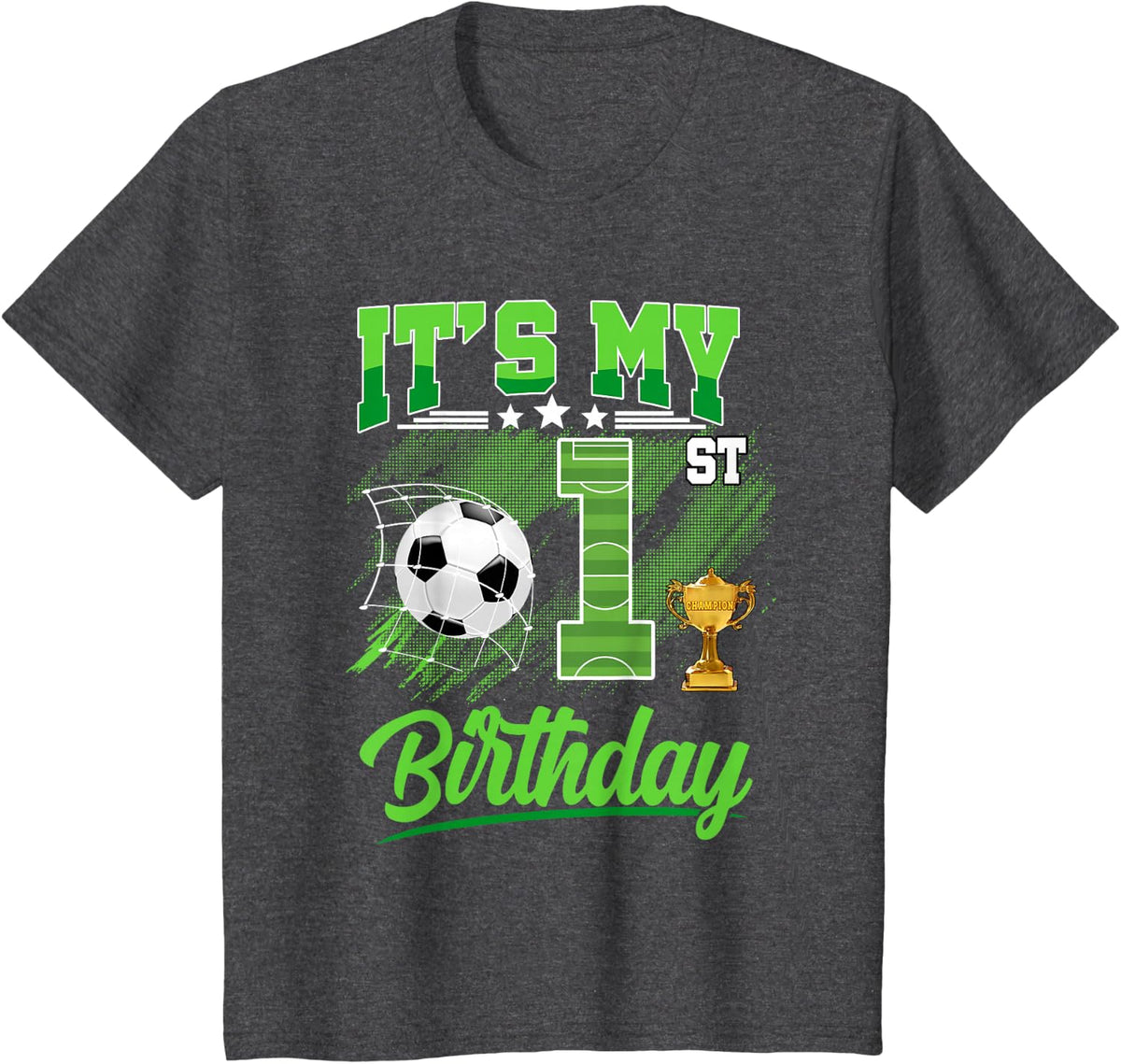 It's My 1st Birthday Boy Soccer Ball 1 Year Old Birthday T-Shirt - Dark Heather Grey