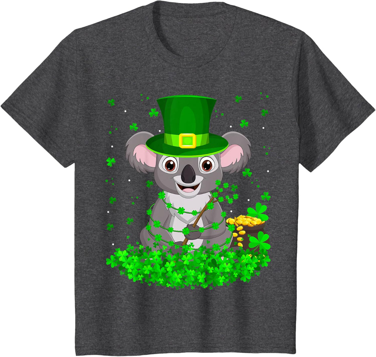 Irish Shamrock Leprechaun Koala St. Patrick's Day T-Shirt - Dark Heather Grey
