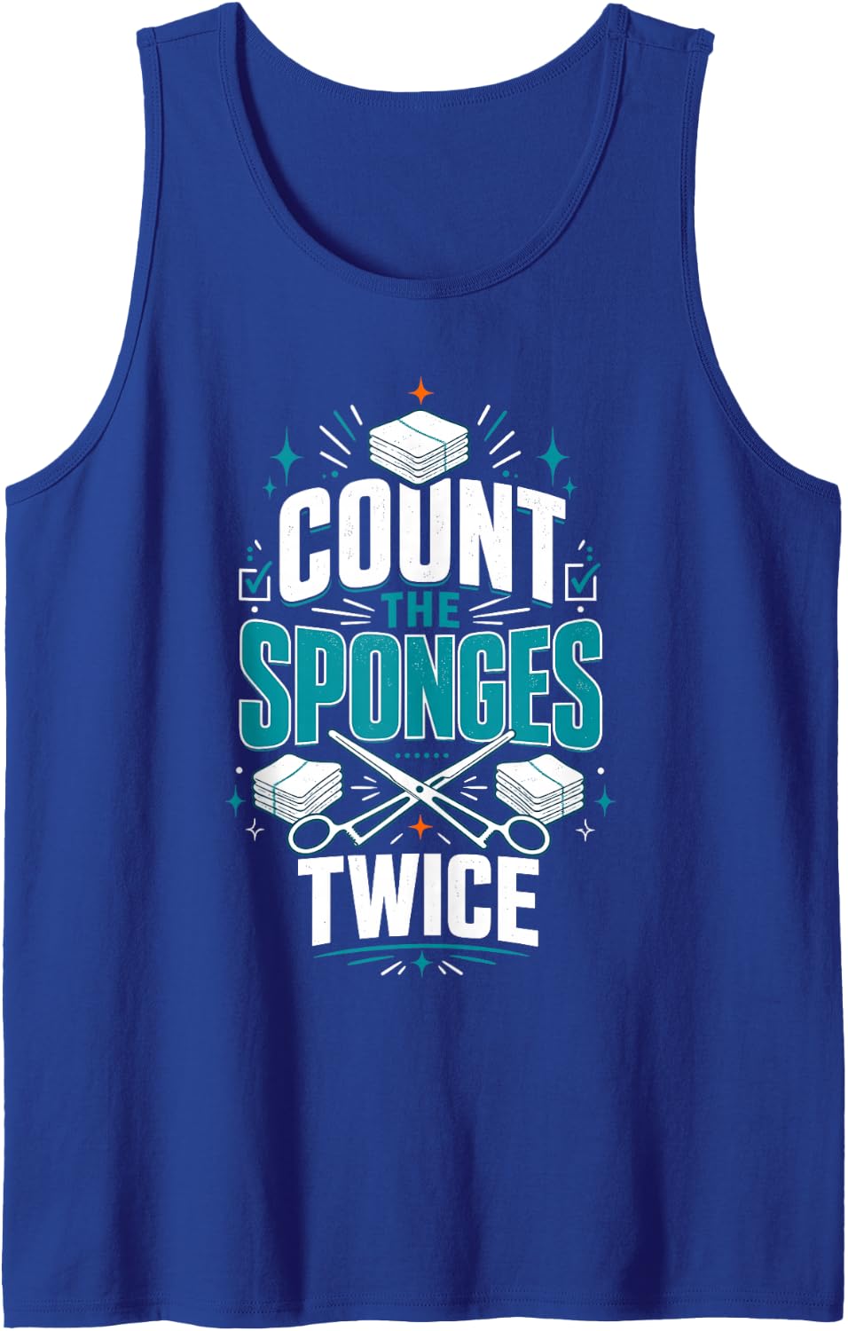 Count The Sponges OR Nurse Surgical Tech Sleeveless Tank Top - Royal Blue