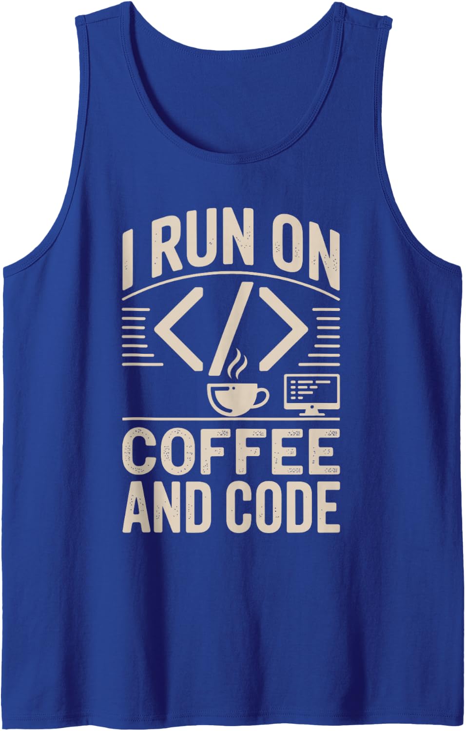 I Run On Coffee and Code Coding Programmer Tank Top - Royal Blue
